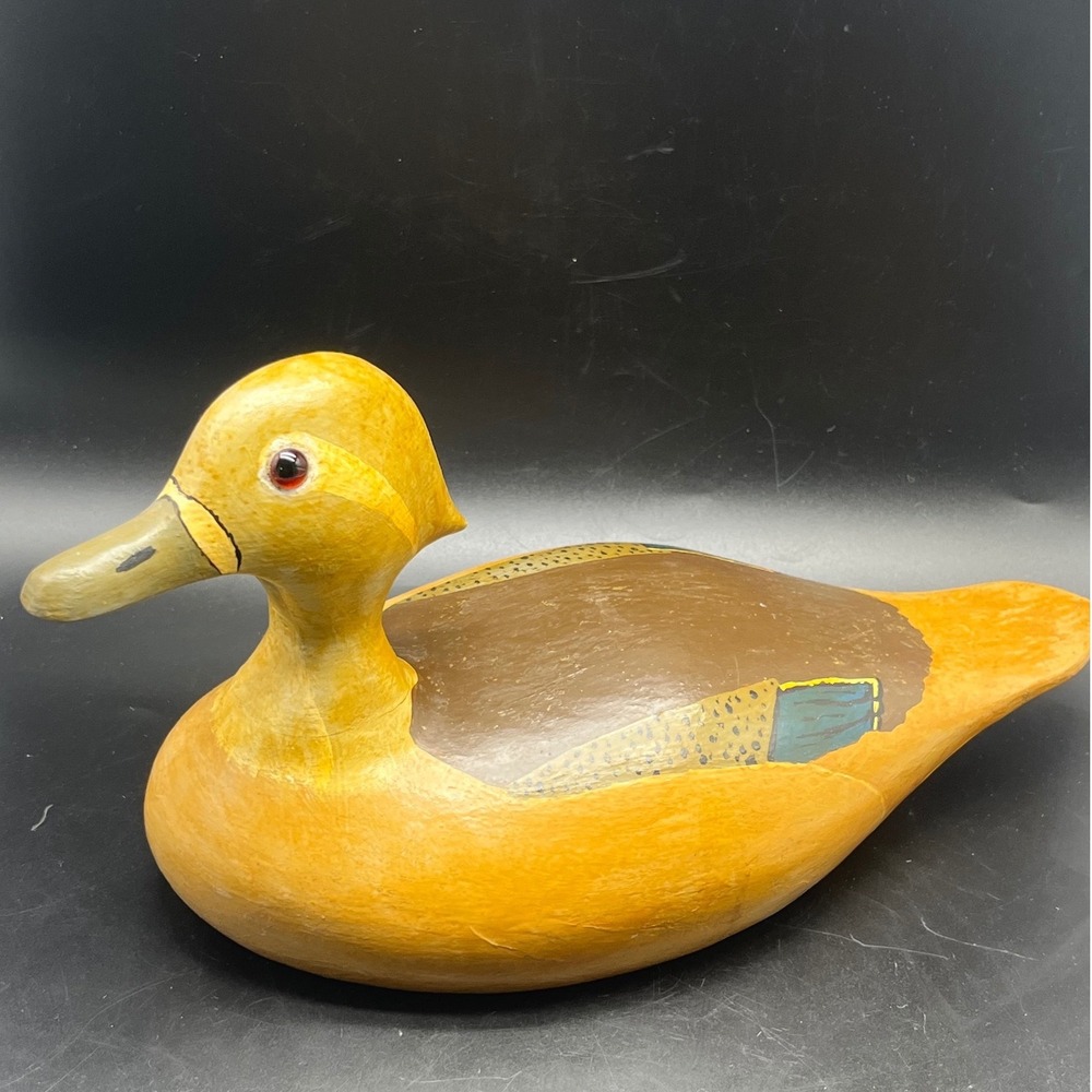 Vintage Decorative Duck Decoy rustic Folk Art Hand-painted Glass‎ eye